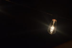 Light bulb on in the night
